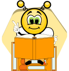 Bee reading Japanese words from a book